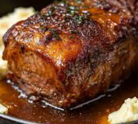 rôti de porc purée