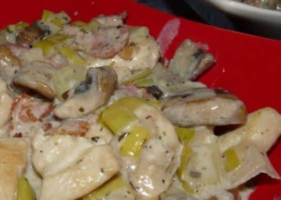 escalope aux poireaux et lardons